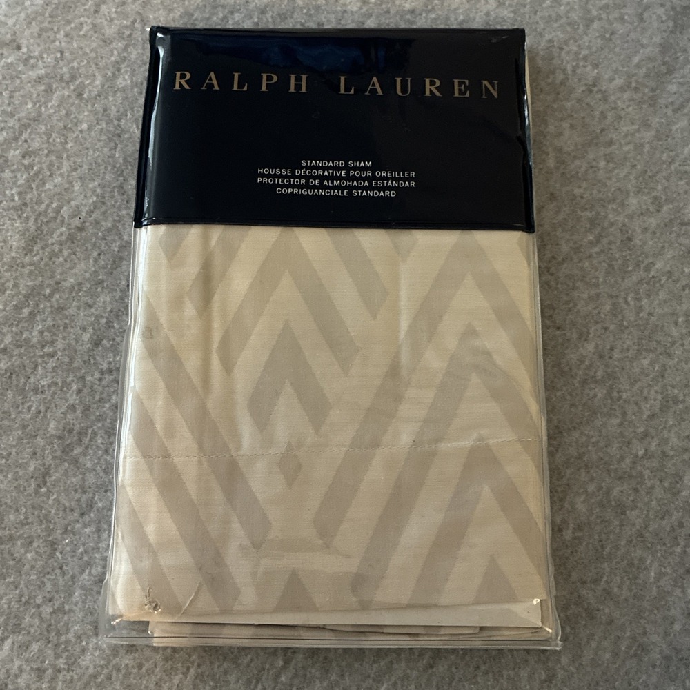 NWT Ralph Lauren Clayton Standard Sham Vintage Silver Gray Jacquard Cotton $185